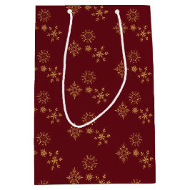 Goldene Schneeflocken Weihnachtsmuster Mittlere Geschenktüte