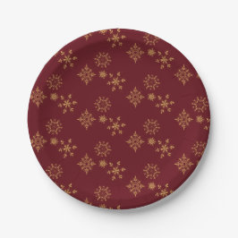 Goldene Schneeflocken Weihnachtsmuster Pappteller