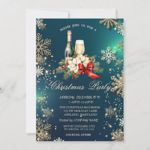 Goldene Schneeflocken, Weihnachtsstern Weinparty Einladung