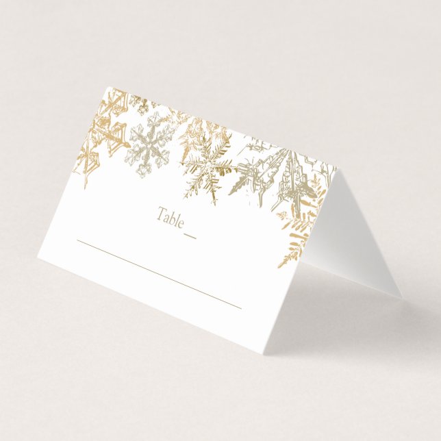 Goldene Schneeflocken Winter Hochzeit Elegante Pla Visitenkarten (Vorderseite)