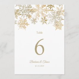 Goldene Schneeflocken Winter Hochzeiten Tischnumme Einladung