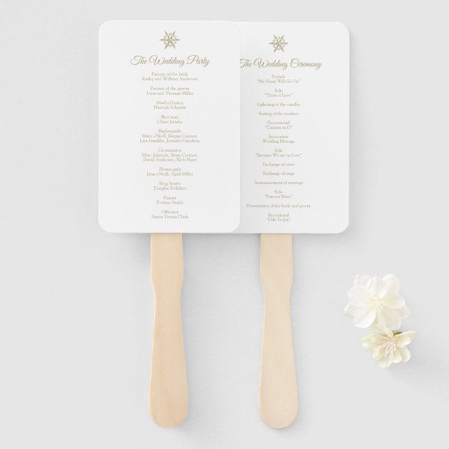 Goldene Schneeflocken Winter Hochzeiten Weihnachts Fächer (Vorne und Hinten)