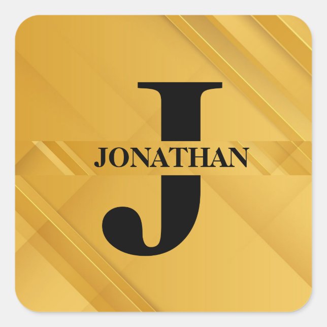 Goldene Schnitt Initiale Namens-Typografie Quadratischer Aufkleber (Vorderseite)