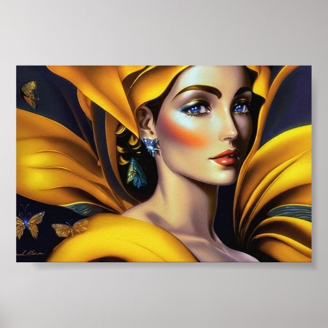 Goldene Schönheit und Mode Modell 1 - künstlerisch Poster (Vorne)