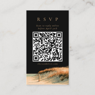 Goldene Schrift Cape Cod Hochzeit QR Code RSVP Kar Begleitkarte