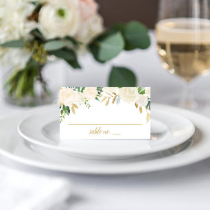 Goldene Schrift Cream Blumen Hochzeit Platzkarte