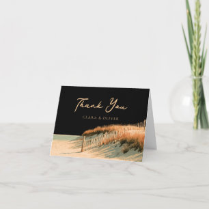 Goldene Schrift Dune Fence Cape Cod Strandhochzeit Dankeskarte