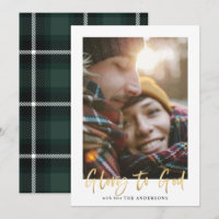 Goldene Schrift für grünes Tartan-Foto