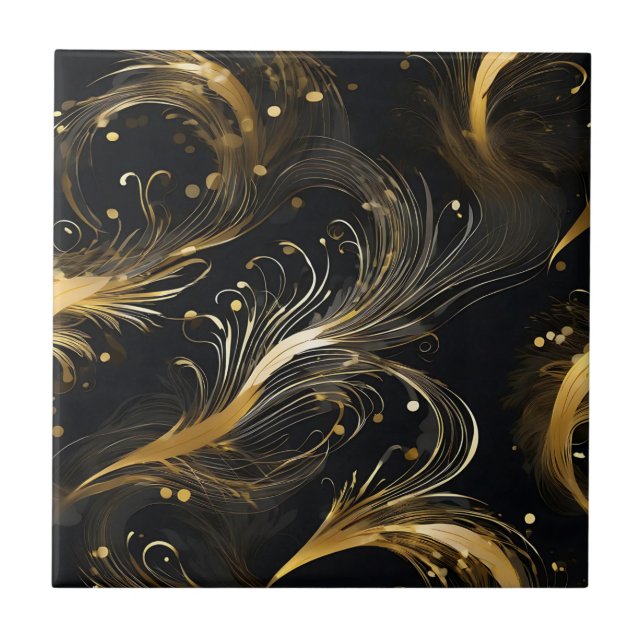 Goldene Schwaden auf schwarz Fliese (Vorderseite)