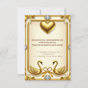 Goldene Schwan-Perlen-Hochzeitsfeier RSVP Karte