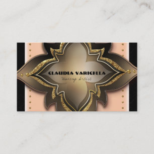 Goldene Schwarz & Peach Exotic Chic Blume Elegante Visitenkarte