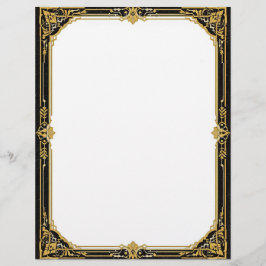 Goldene Schwarz-Weiße Art Deco Korrespondenzpapier Briefbogen
