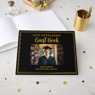 Goldene schwarze Abschlussfoto formelle Abschlussf Gästebuch