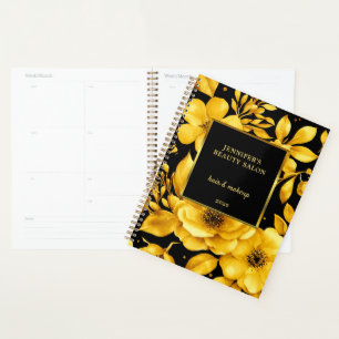 Goldene schwarze Blumen professionelle Terminplanu Planer