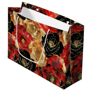 Goldene schwarze Blumenparty Brautdusche Große Geschenktüte