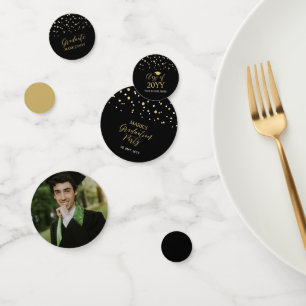 Goldene schwarze Confetti Moderne Graduation Party Konfetti