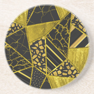 Goldene schwarze Dreieck-Textur-Illusion Getränkeuntersetzer