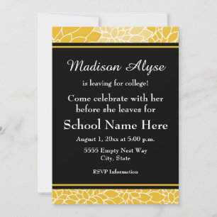 Goldene schwarze Floral Zum College-Party-Einladun Einladung