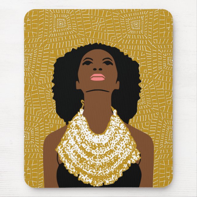 goldene schwarze Frau nach oben | Stammesnäkel Mousepad (Vorne)