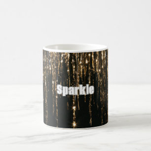 Goldene schwarze funkelnde Strähnen Kaffeetasse