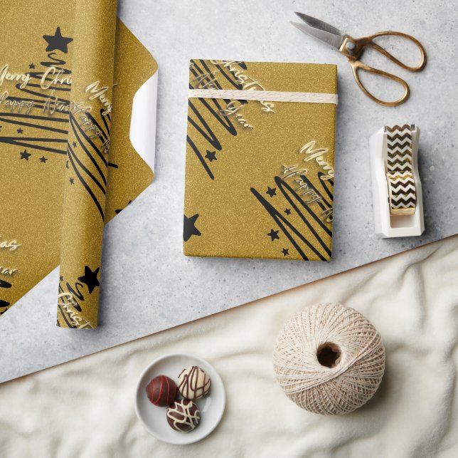 Goldene schwarze Geschenkpapier (Kunsthandwerk)