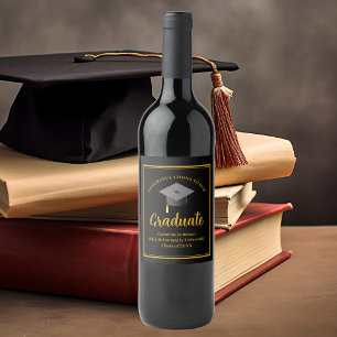 Goldene schwarze Graduierungspartei - formaler Abs Weinetikett