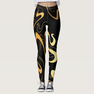 Goldene Schwarze Leggings
