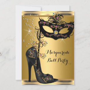 Goldene schwarze Maskenball-Party-Maske Juwel Einladung