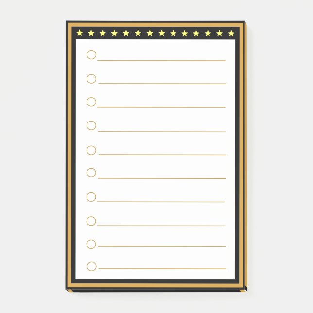 Goldene schwarze Rahmen Post-it Notes Klebezettel (Vorderseite)