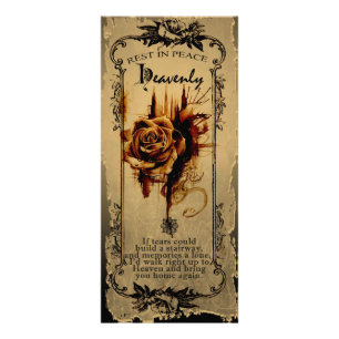 Goldene schwarze Rose - Beileid Karte/Rackcard Werbekarte