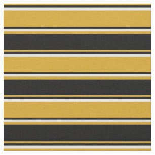 Goldene, schwarze und weiße Streifen/Linien Muster Stoff