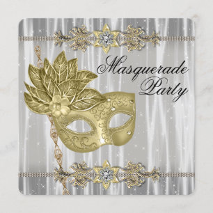Goldene schwarze weiße Maskenparty Einladung