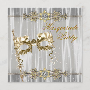 Goldene schwarze weiße Maskenparty Einladung