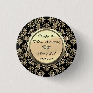 Goldene Schwünge Diamantene Hochzeit 50. Ehejubilä Button