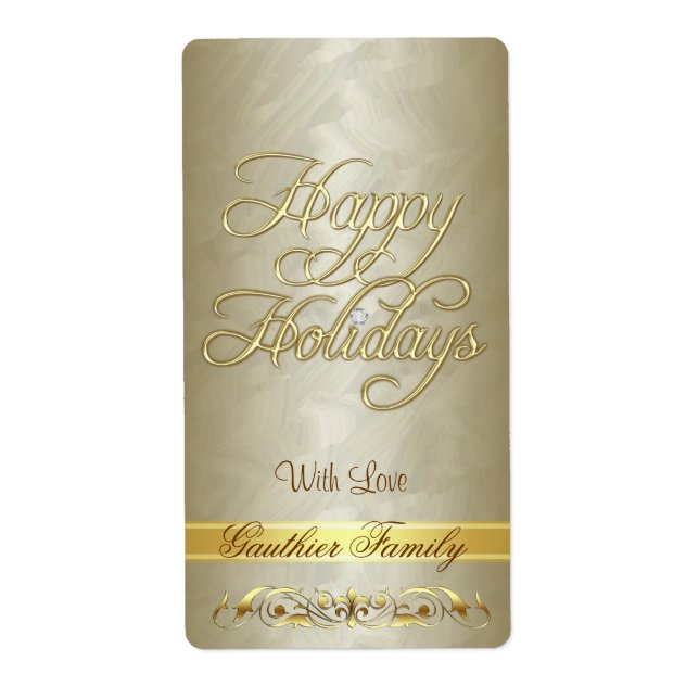 Goldene Scroll - Happy Holidays Weinkarte (Vorne)