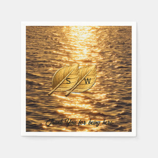 Goldene See- und Blatt-Hochzeit nach Maß Serviette