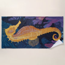Goldene Seepferdchen-Unterwasser-Illustration