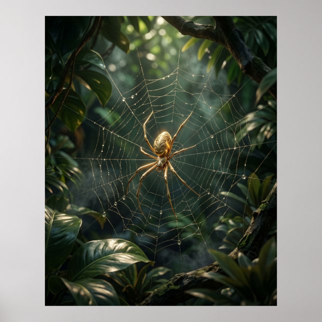 Goldene Seidenspinnennetz Poster (Vorne)