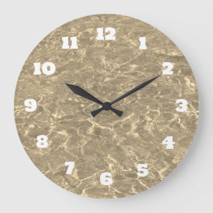 Goldene Sepia Abstrakter Strand Große Wanduhr