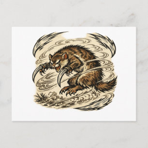 Goldene Sichel Kamaitachi-Geisterpostkarte Postkarte