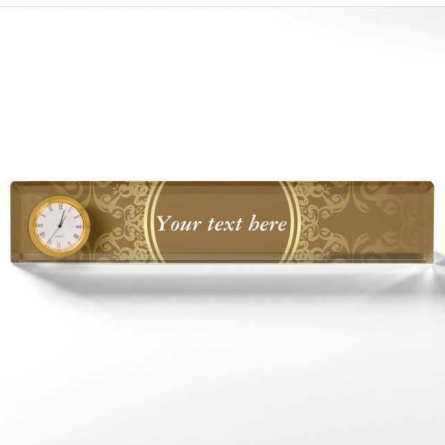 Goldene Siegelnamenanzeige mit Uhr Namensplakette (Vorderseite)