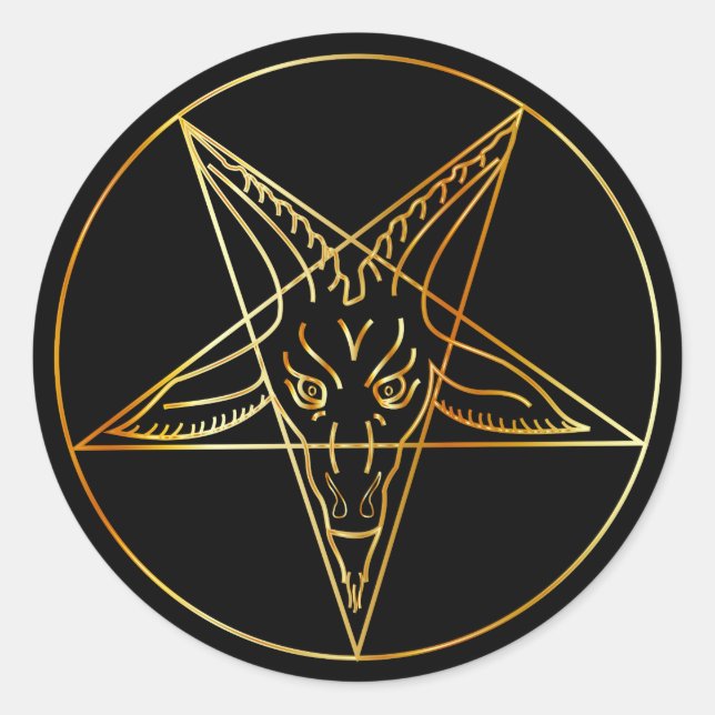 Goldene Silbe von Baphomet Runder Aufkleber (Vorderseite)