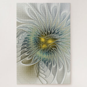 Goldene Silber-Blumen-Fantasie abstrakte Fractal-K
