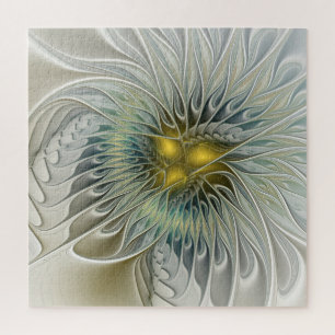 Goldene Silber-Blumen-Fantasie abstrakte Fraktal-K