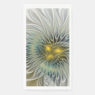 Goldene Silber-Blumen-Fantasie abstrakte Fraktal-K Serviette