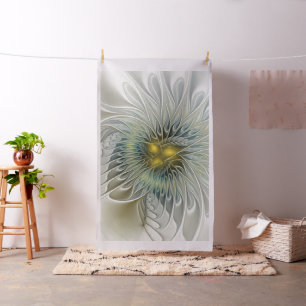 Goldene Silber-Blumen-Fantasie-Abstrakte Fraktal-K Stoff