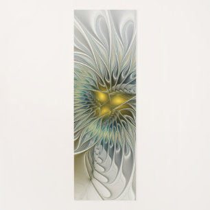 Goldene Silber-Blumen-Fantasie-Abstrakte-Fraktal-K Yogamatte