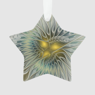 Goldene Silberblumen-Fantasie-Abstraktes Fraktal-S Ornament