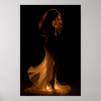 Goldene Silhouette Eleganz Kunst Poster