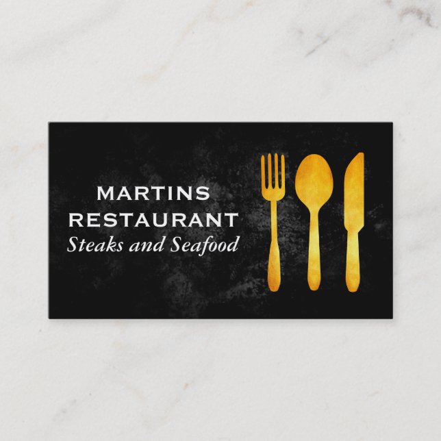 Goldene Silverware | Restaurant Visitenkarte (Vorderseite)